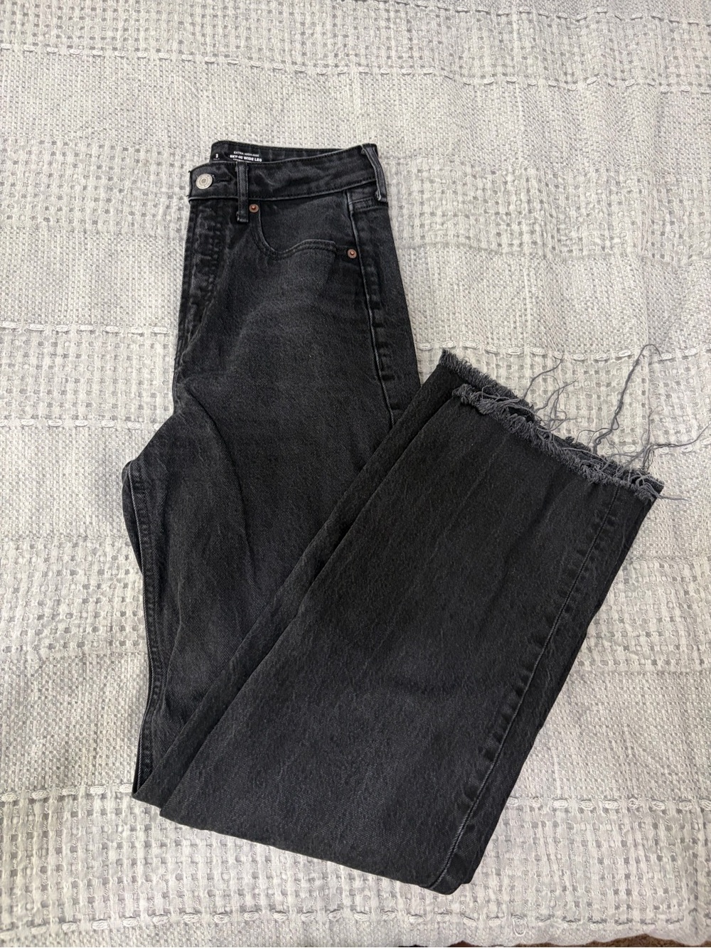 Old Navy Black High-Rise Straight Jeans with Frayed Hem
